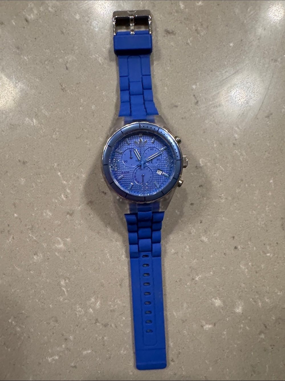 RARE! Women’s Blue Silicone Strap oversized Chronograph Watch ADH2532
